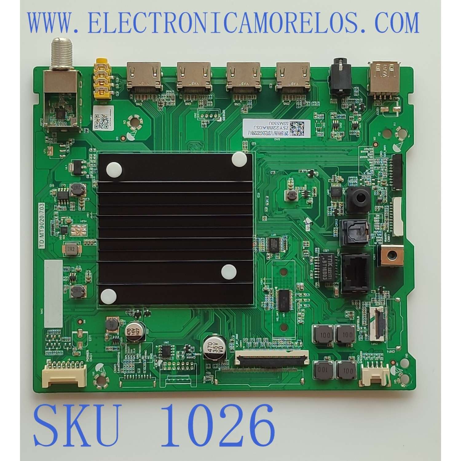 MAIN PARA TV TOSHIBA / NUMERO DE PARTE 292599 / TD.MT9020.703 / 3TE55G2229B1 / A22073948 / PANEL HD550Y3U72-TAL5KT/S0/GM/ROH / DISPLAY HV550QUB-E1D / MODELO 55M550KU	